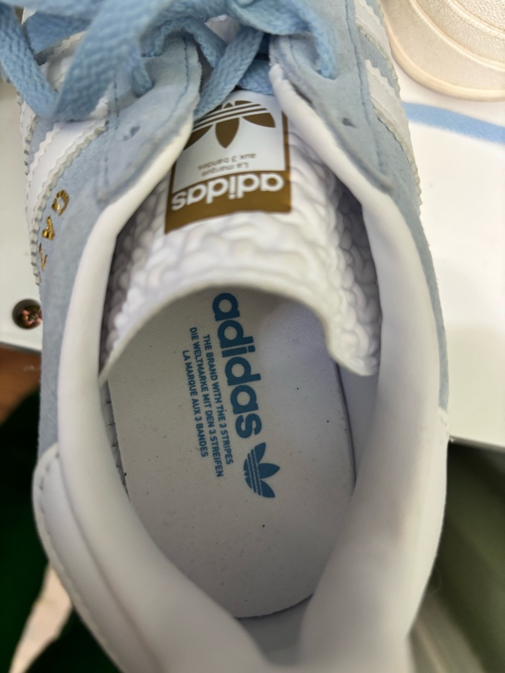 Adidas gazelle baby blue suede sneakers